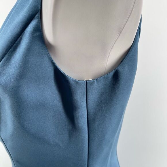 David’s Bridal Women’s Blue Squareneck Sleeveless Fit & Flare Cocktail Dress 8 - Picture 6 of 14